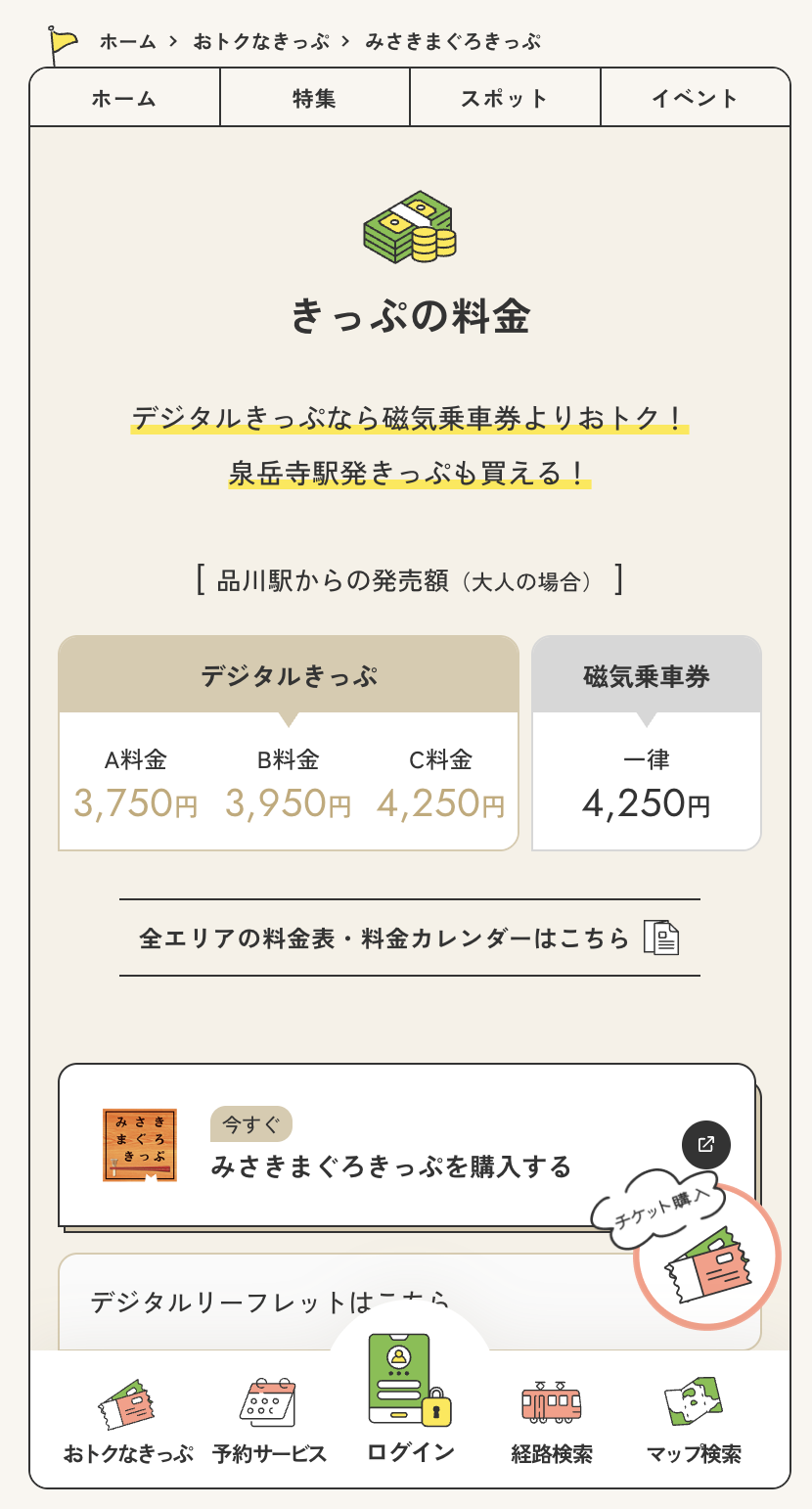 きっぷ詳細ページ-きっぷの料金